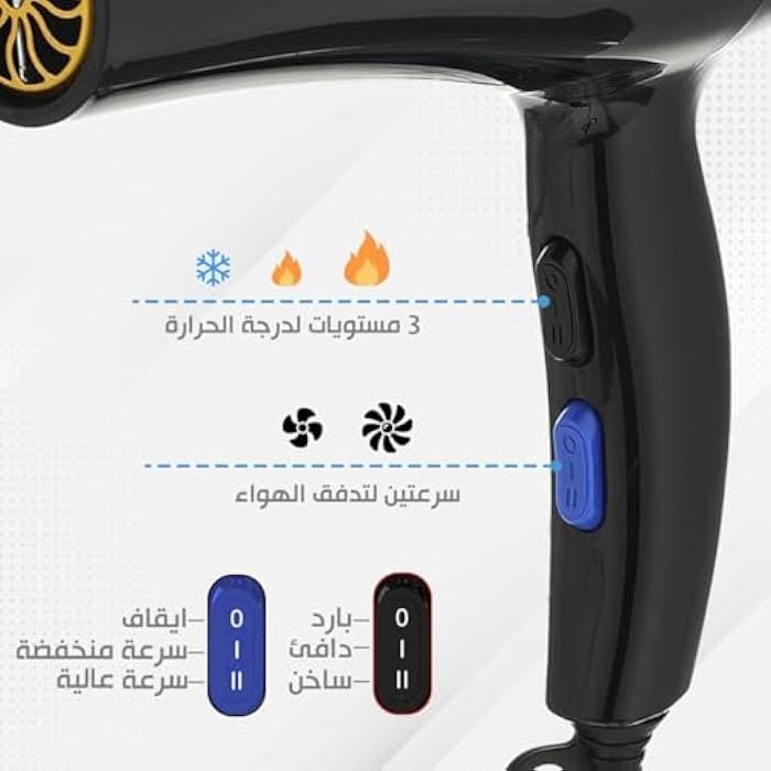 5000W Powerful Professional Hair Dryer, Salon Smooth Hair Dryer Quick and Quiet, with Diffuser, Detachable Nozzle, Two Speed Options, Three Heat Levels, Overheat Protection PT-V1 - Image 4
